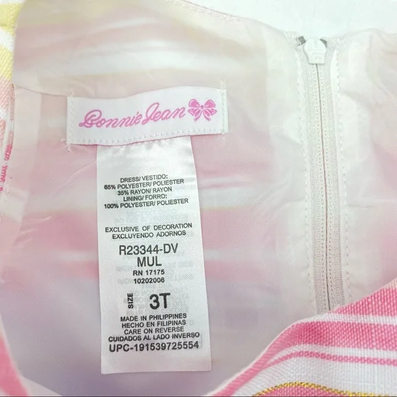 BONNIE JEAN Toddler Little Girls Striped Linen Spring Dress NWT - Picture 11 of 12